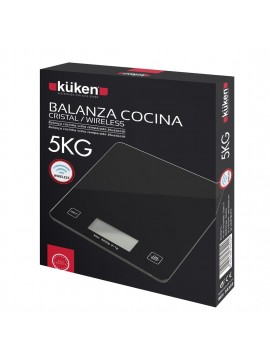 KUKEN BALANCA COZINHA CRISTAL NEGRA BLUETOOTH 5 KG (34322) - 010247